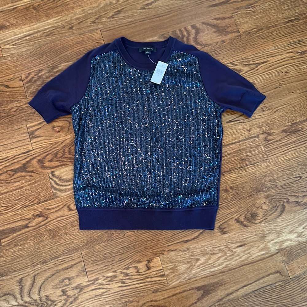 Ann Taylor NWT blue sequins sweater.